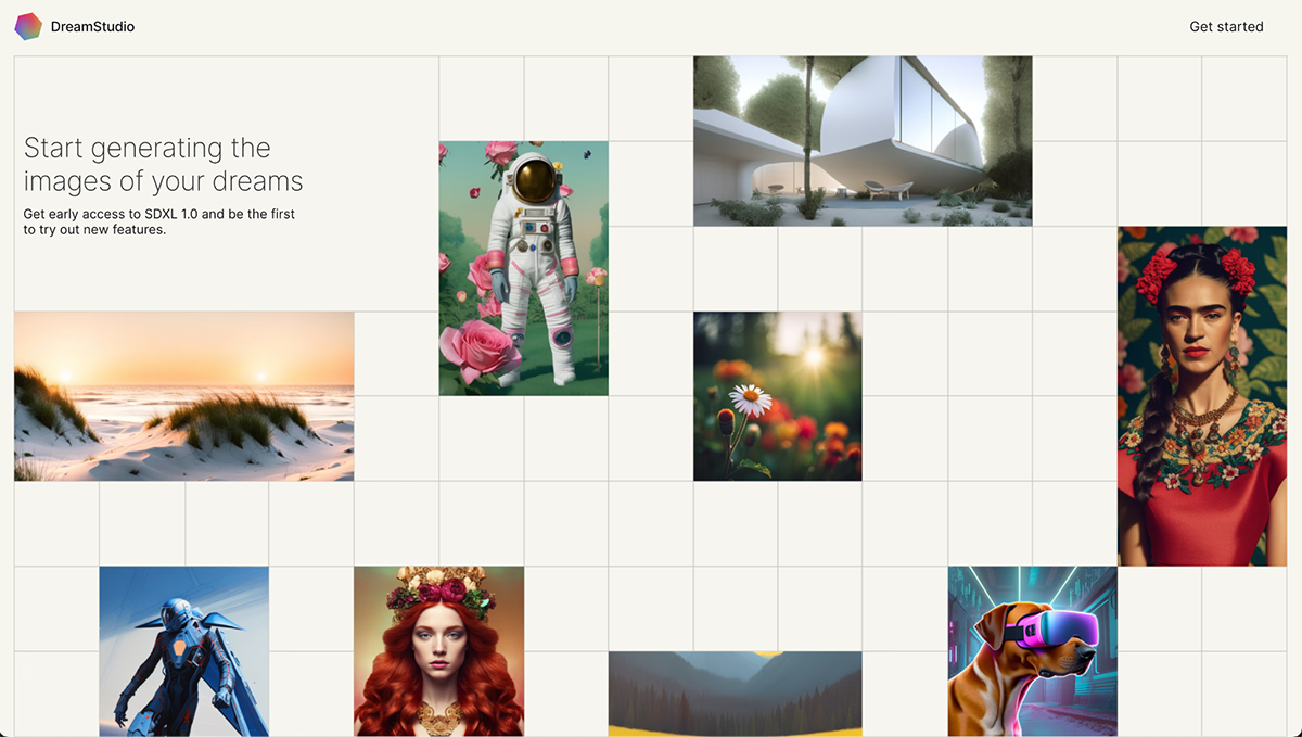 best ai image generator - dreamstudio home page