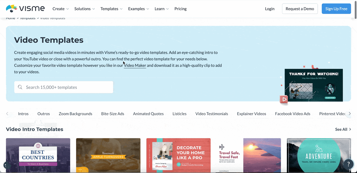 video presentation software - visme templates