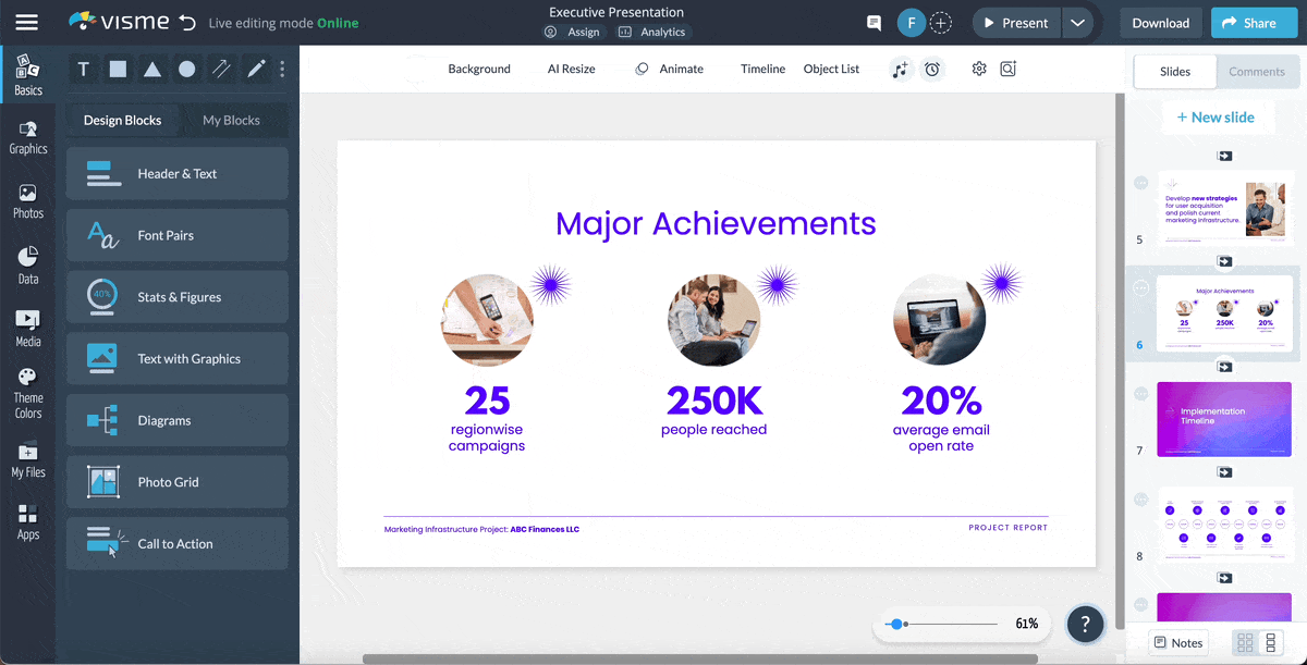 management presentation - how to use Visme's collaboration and workflow tool.