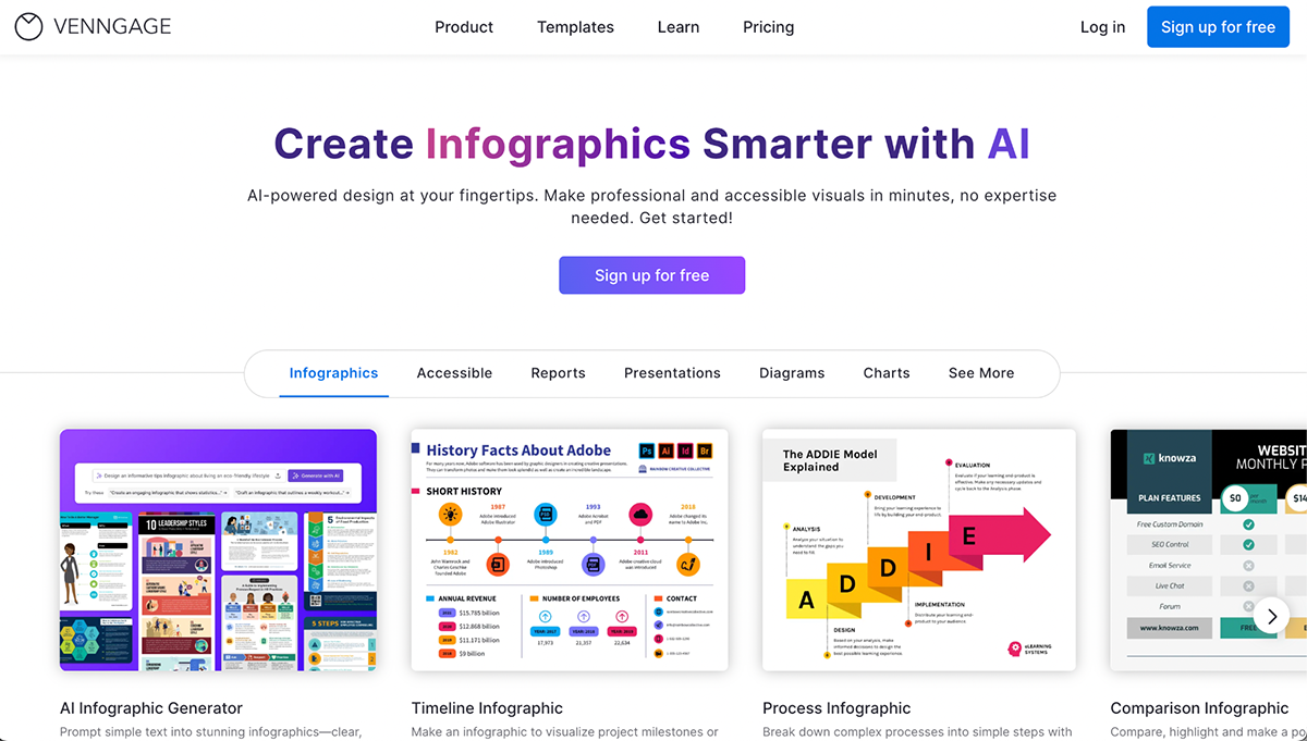 presentation app - Venngage homepage