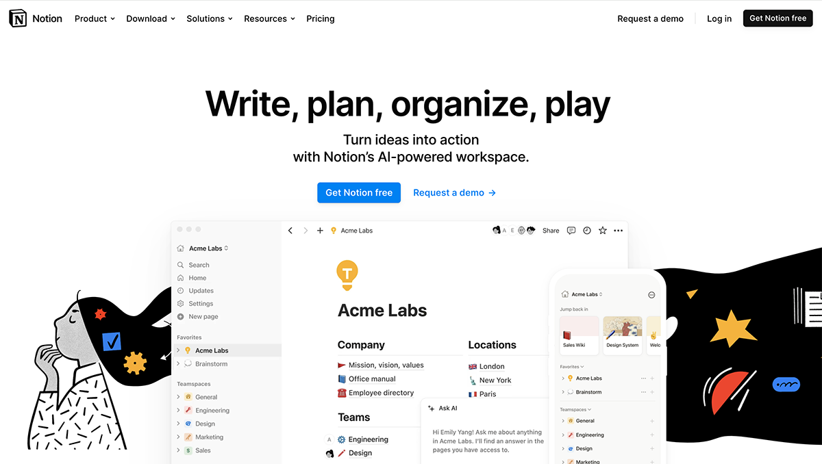 airtable alternatives - Notion home page