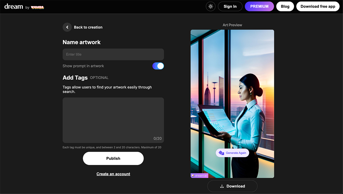 Dream by Wombo Test prompt Best AI Image Generators 