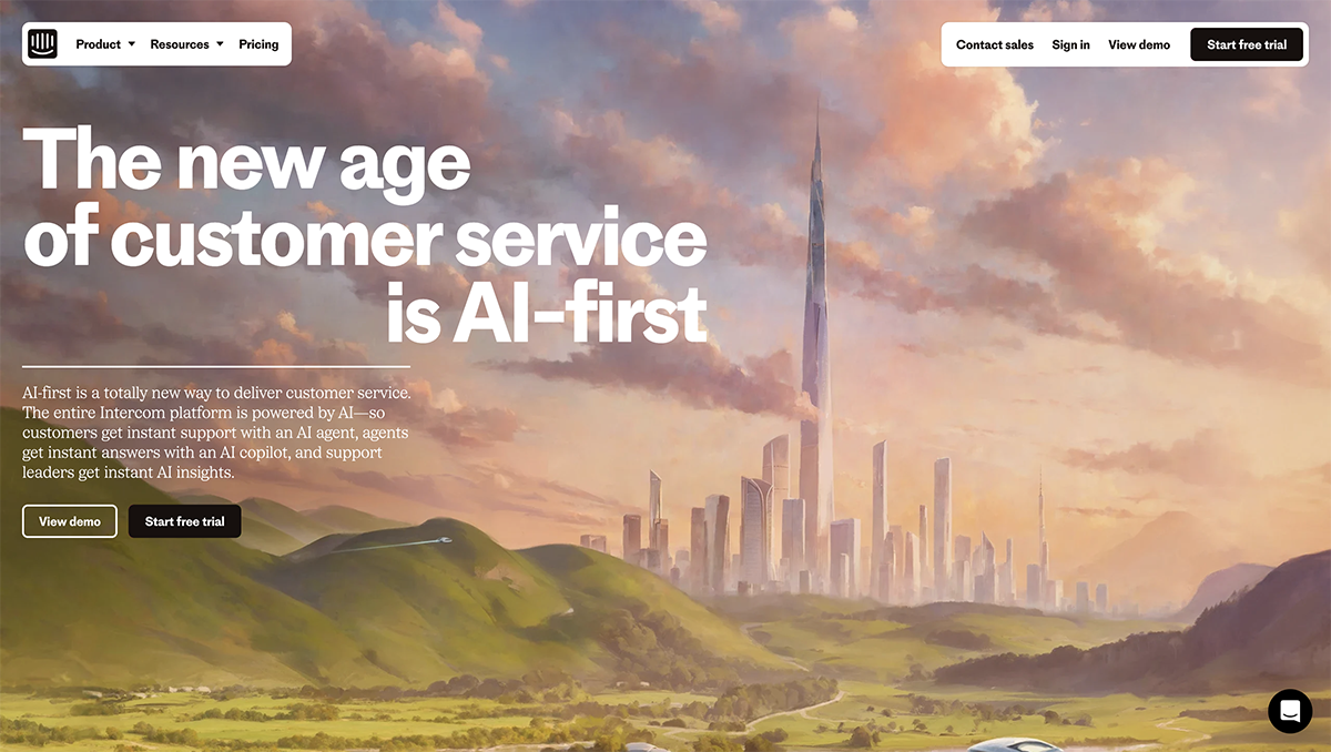 customer success software - Intercom home page