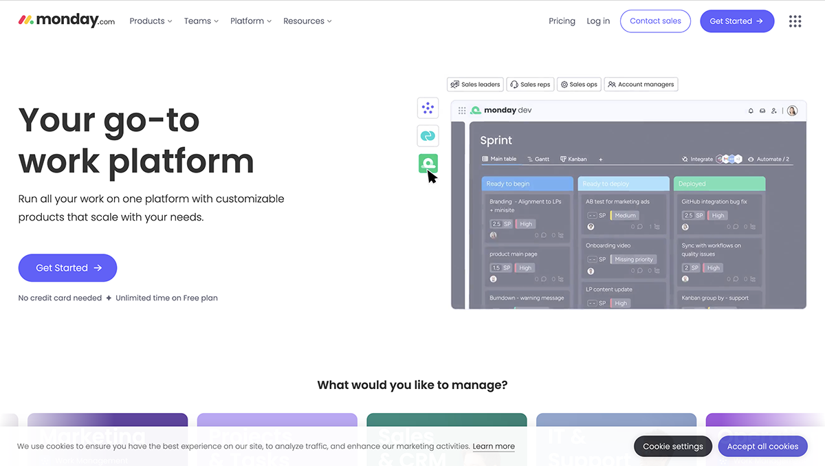 airtable alternatives - Monday.com home page