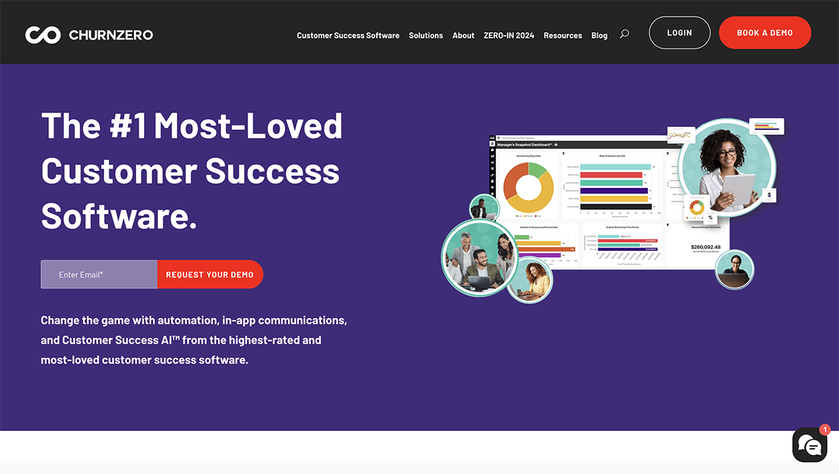 customer success software - Churnzero home page