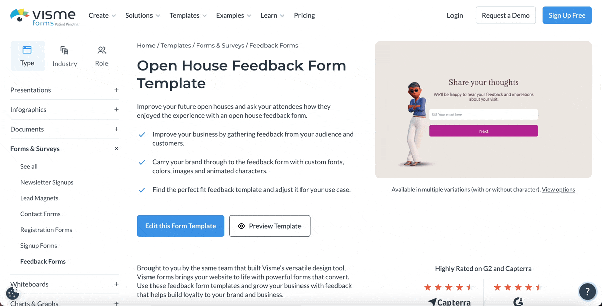 customer success software - Visme forrm builder