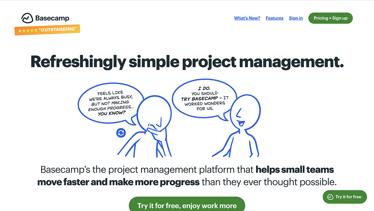 airtable alternatives - Basecamp home page