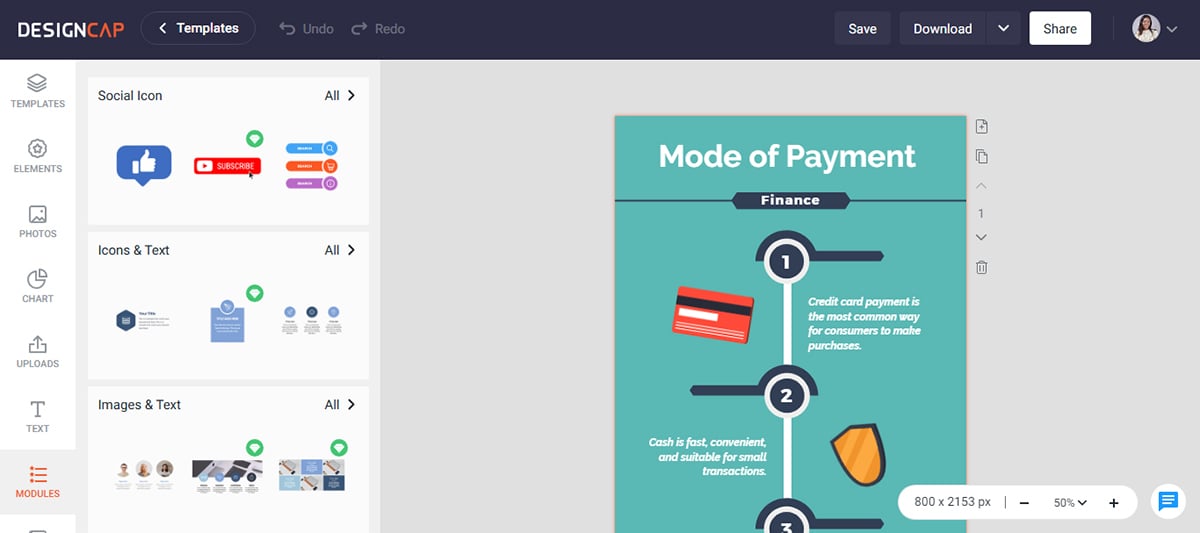 tools to create infographics - Designcap interface