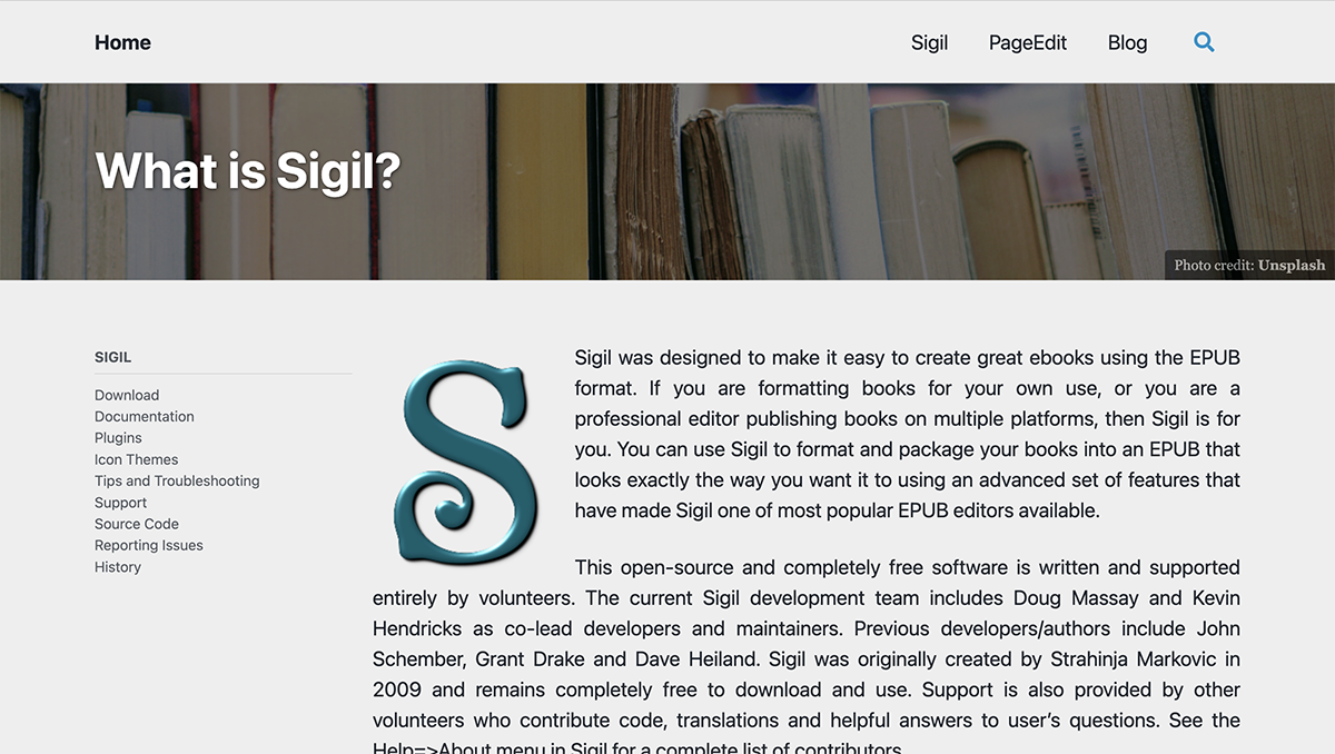 best ebook creator - Sigil home page