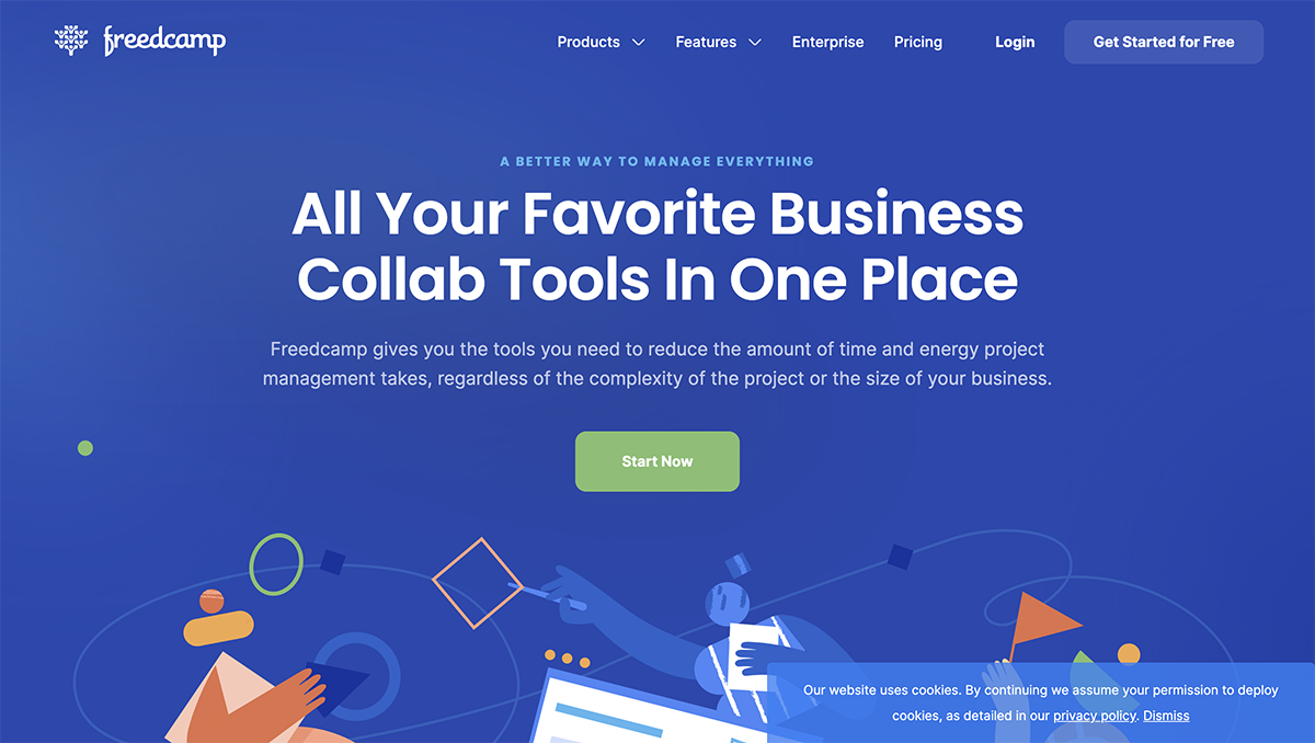 airtable alternatives - Freedcamp home page