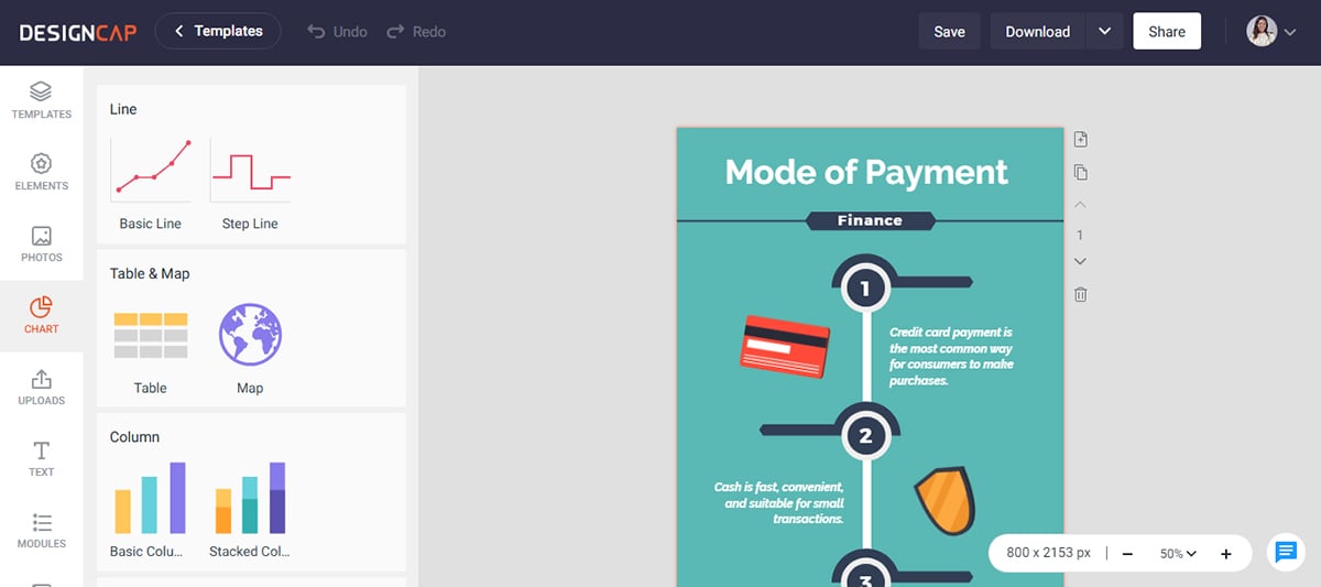 tools to create infographics - Designcap interface