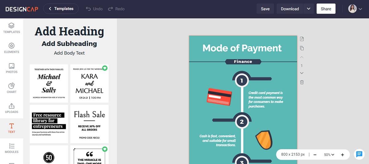 tools to create infographics - Designcap interface