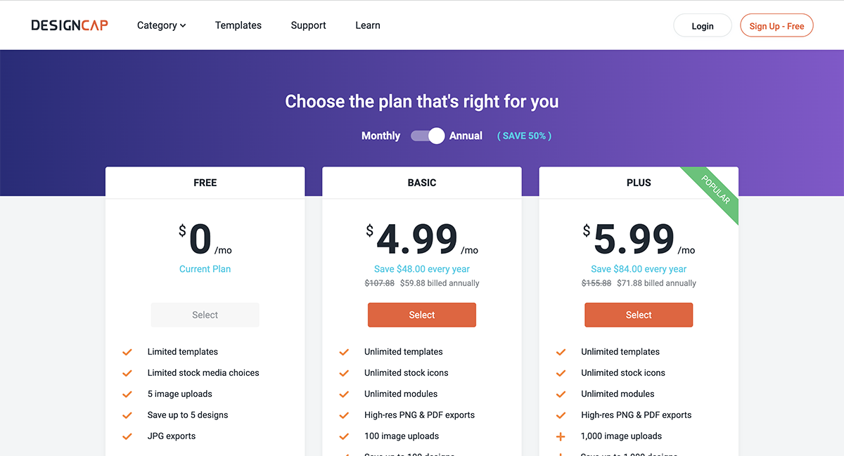 tools to create infographics - Designcap pricing