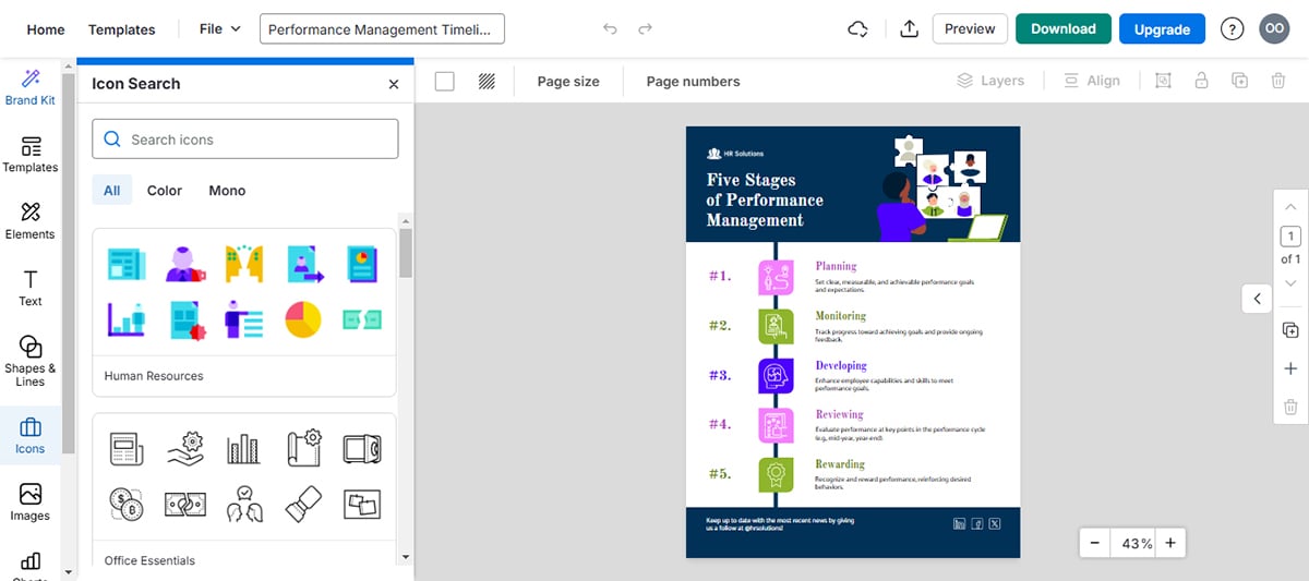 tools to create infographics - A screenshot of Venngage interface
