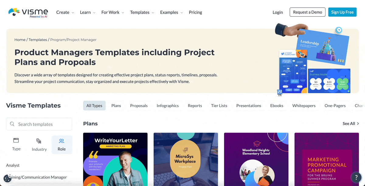 airtable alternatives - thousands of templates in Visme library