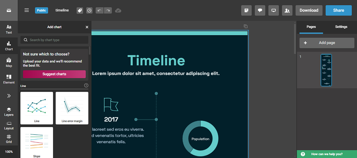 tools to create infographics - Infogram interface