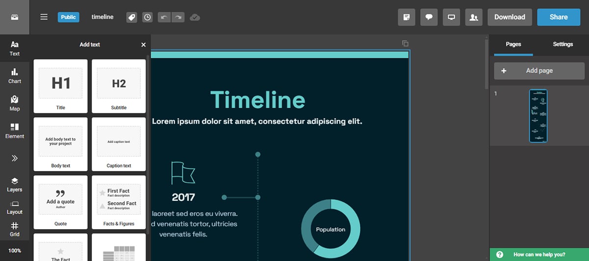 tools to create infographics - Infogram interface