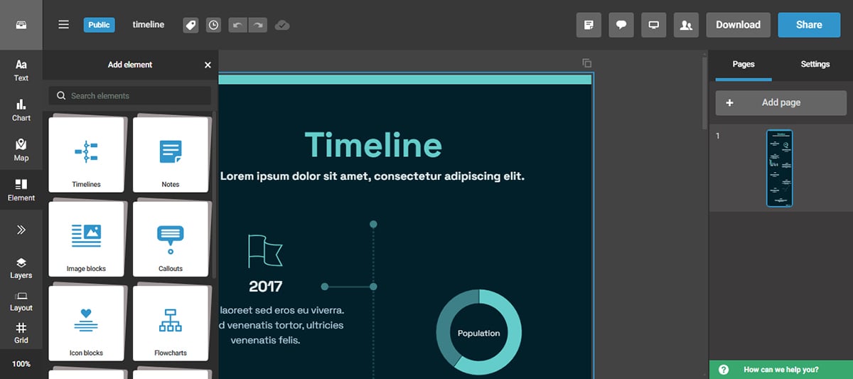 tools to create infographics - Infogram interface