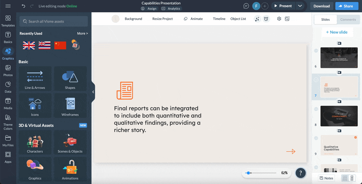 Add backgrounds to presentations in Visme