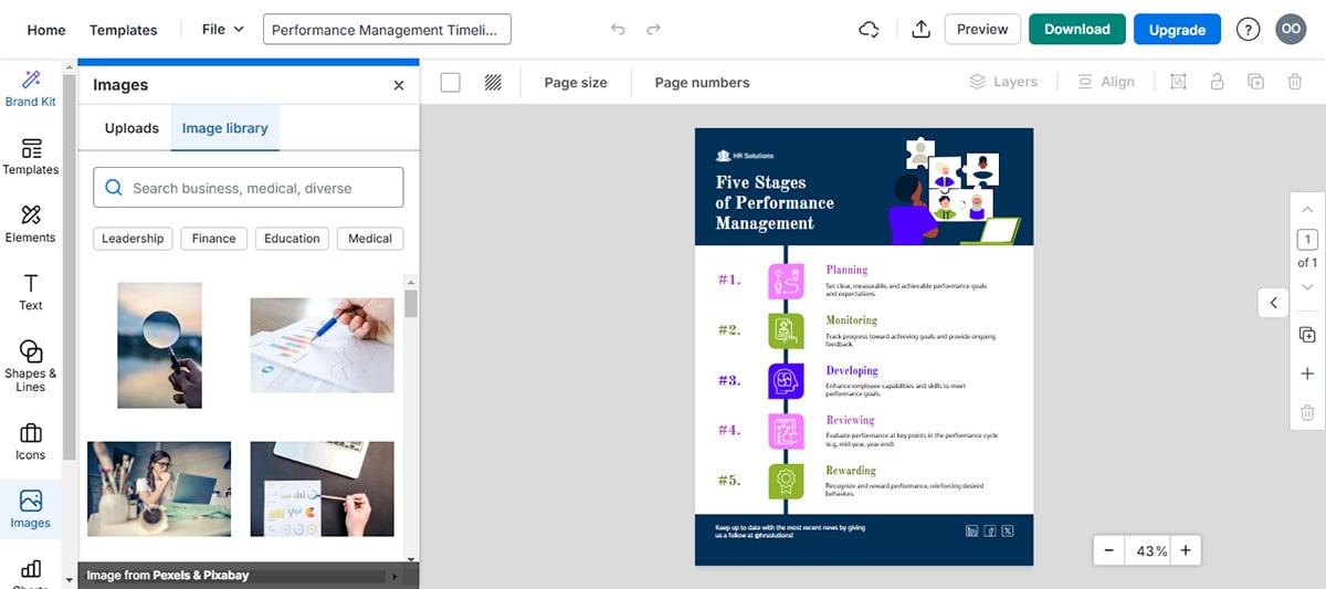 tools to create infographics - A screenshot of Venngage interface