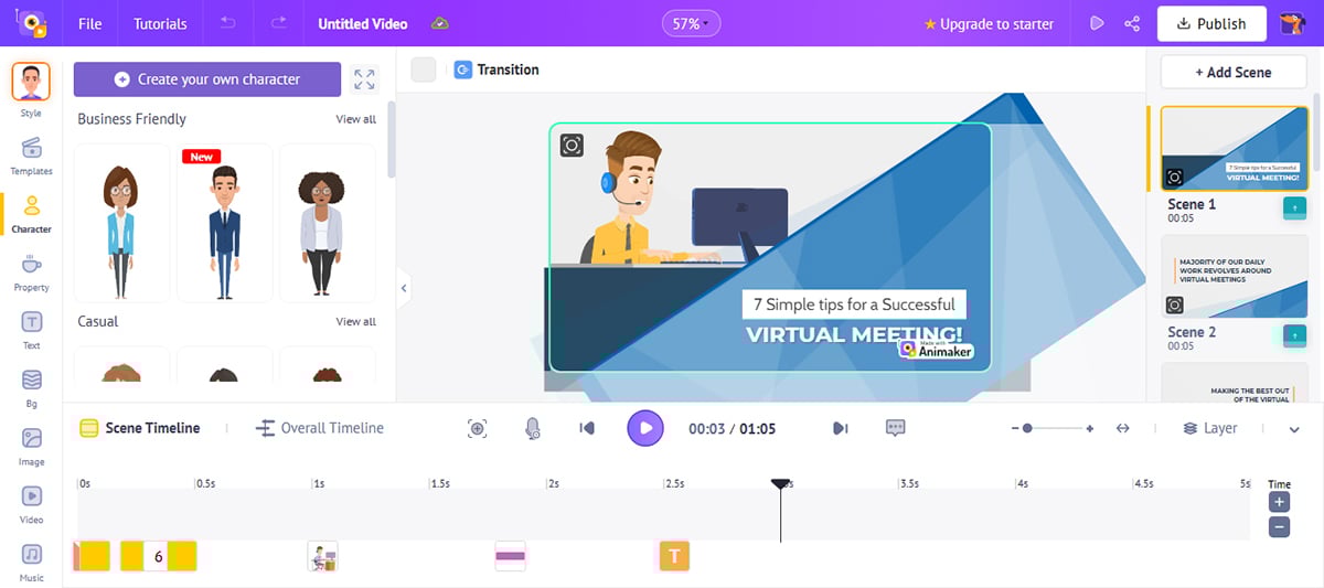 tools to create infographics - Animaker interface