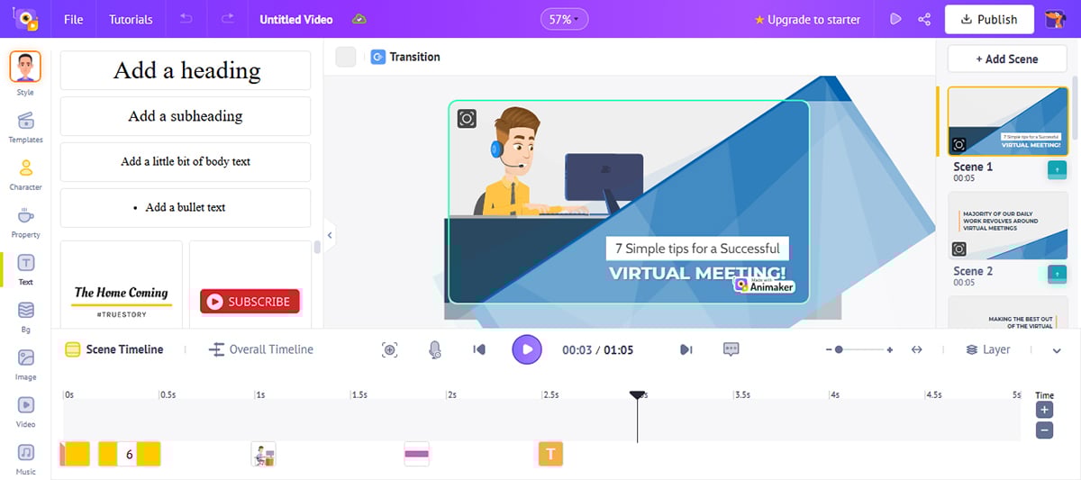 tools to create infographics - Animaker interface