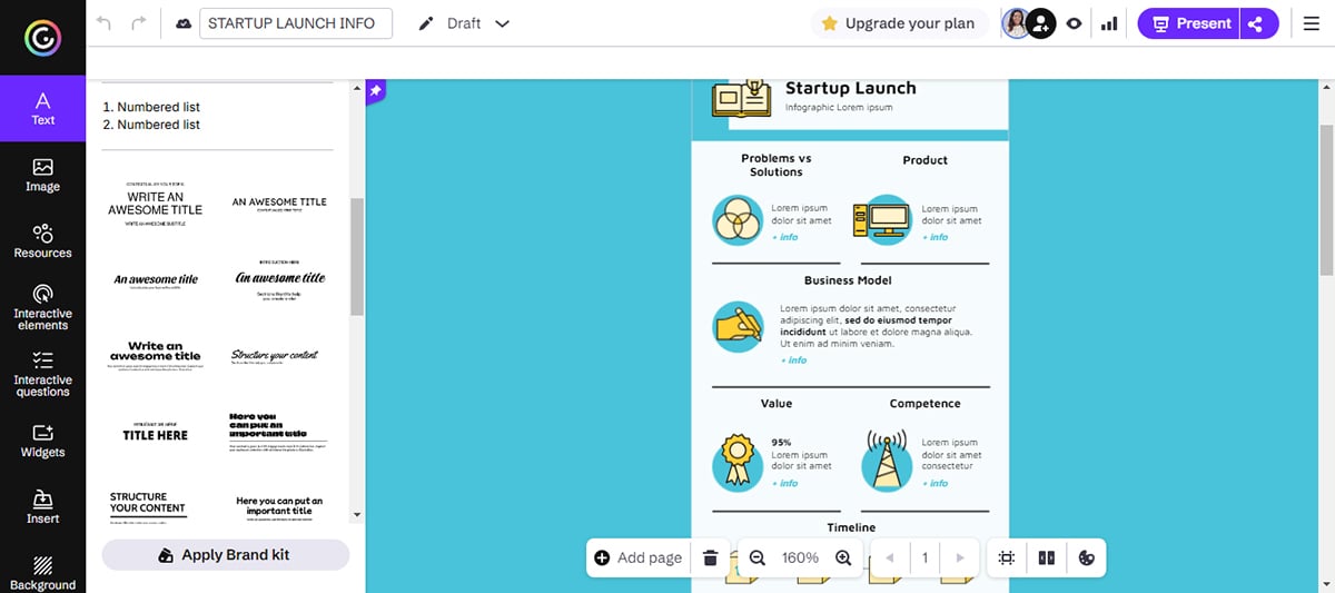 tools to create infographics - Genially interface