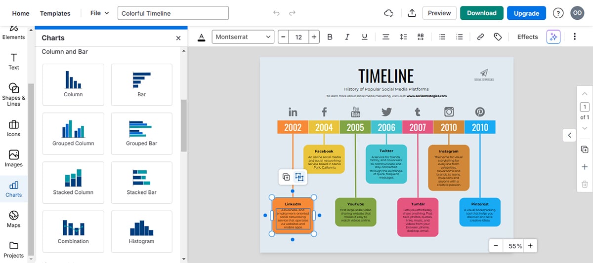 tools to create infographics - A screenshot of Venngage data visualization