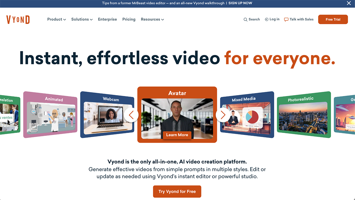 presentation apps - Vyond home page