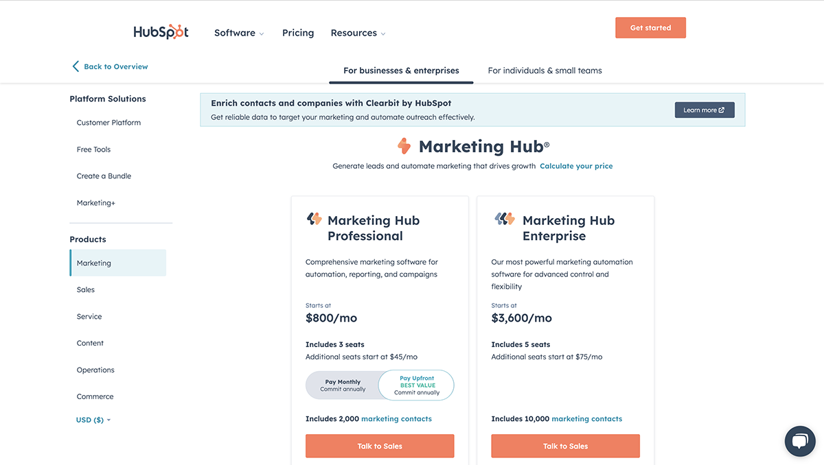 customer success software - HubSpot pricing