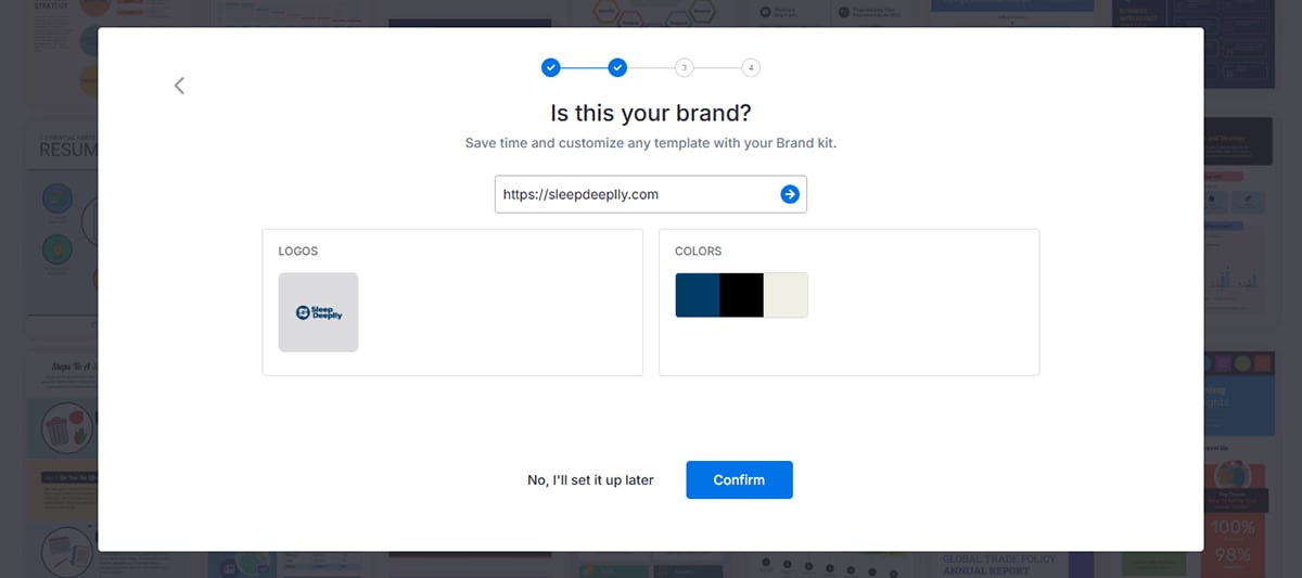 tools to create infographics - A screenshot of Venngage brand kit
