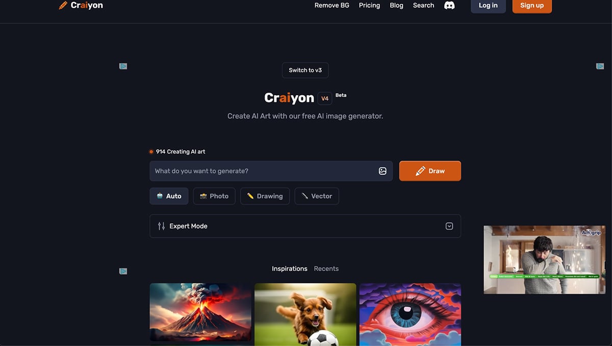 best ai image generator - Craiyon home page