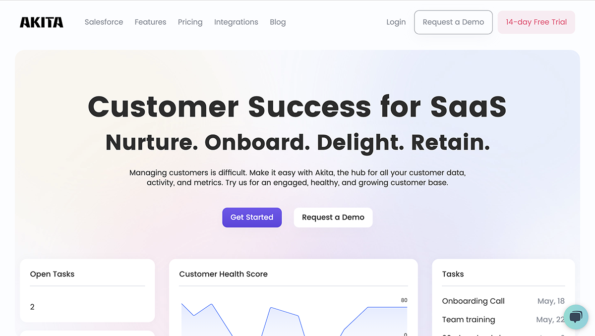 customer success software - Akita home page