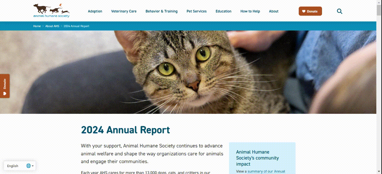 Annual Report Design Example Animal Humane Society