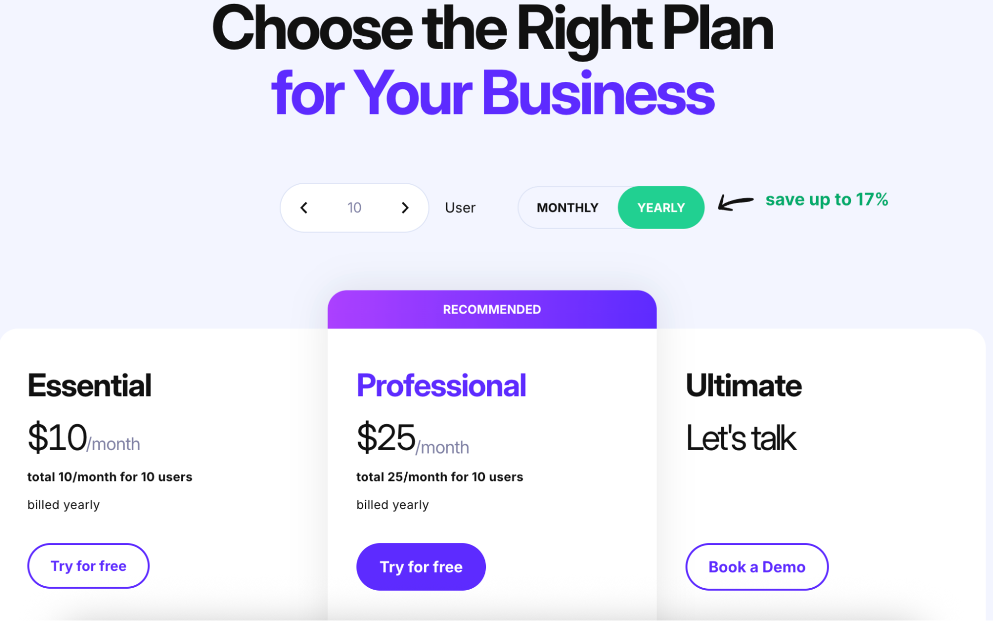 Productive.io pricing page