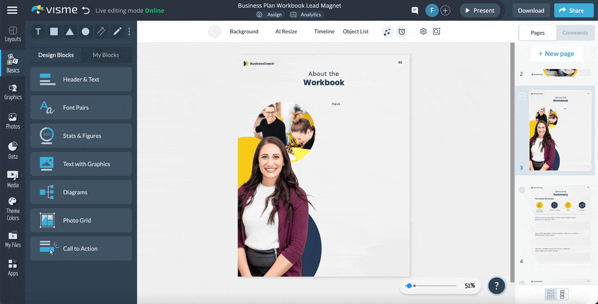 Lead generation campaign - a video of how to use Visme's text generation to create content for a lead magnet