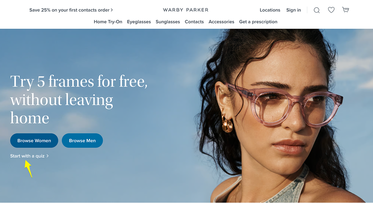 Lead generation campaign example - Warby Parker 1