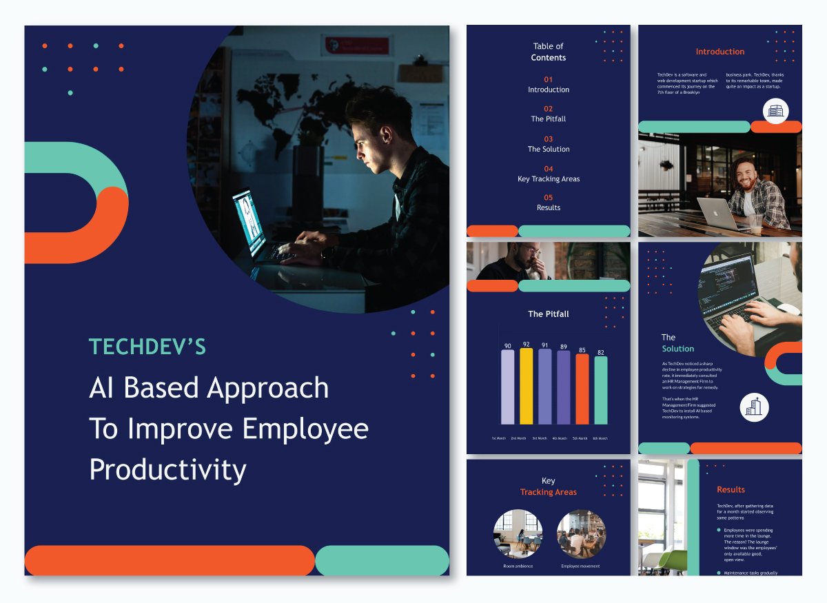 how to write a case study - an image of an AI case study template made with Visme