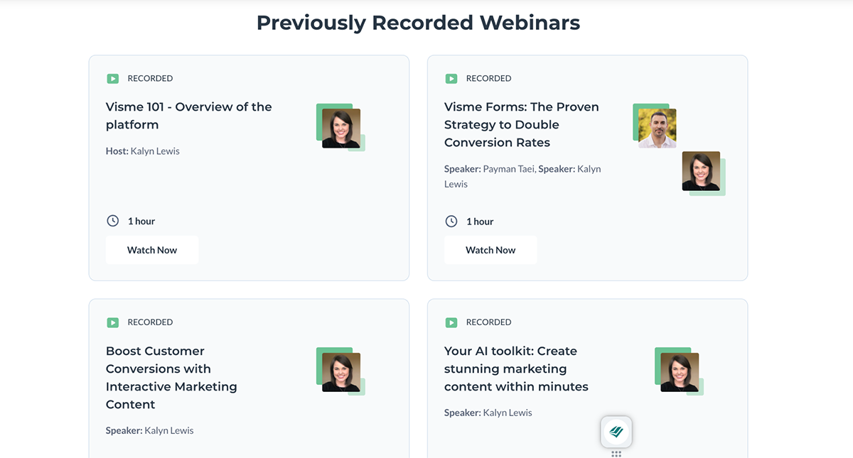 Lead generation campaign example - Visme webinars