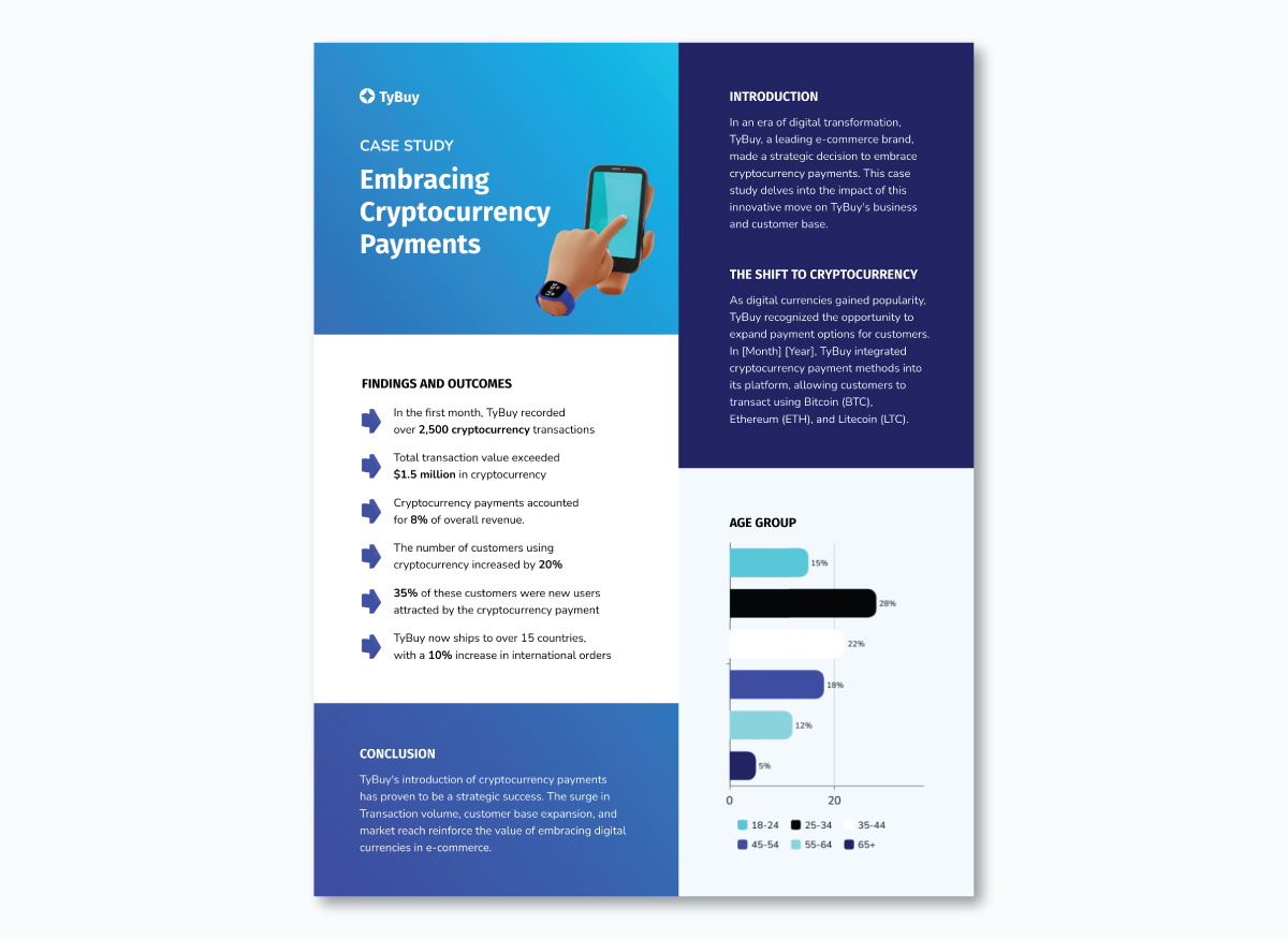 how to write a case study - an image of an ecommerce one pager case study template made with Visme