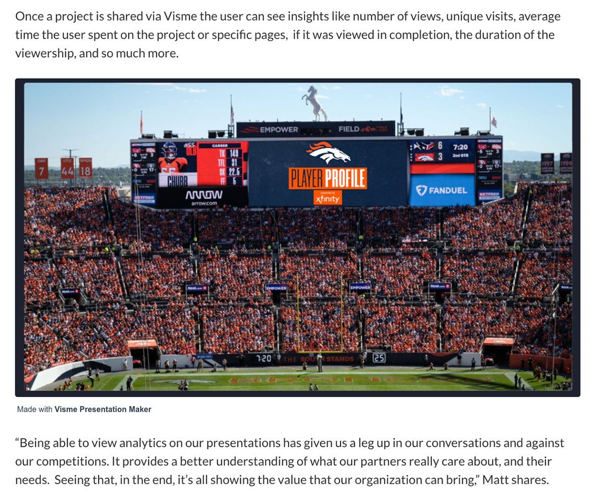 how to write a case study - Visme and Denver Broncos 