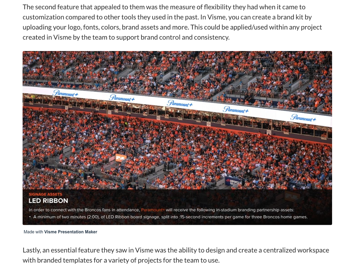 how to write a case study - Visme and Denver Broncos 