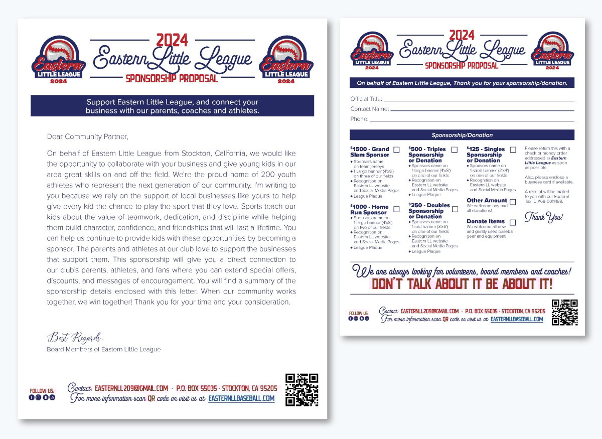 Sponsorship Letter Examples - Eastern Little League Sponsorship Letter