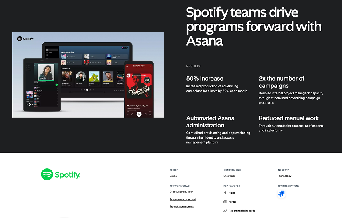 case study examples - Asana and Spotify