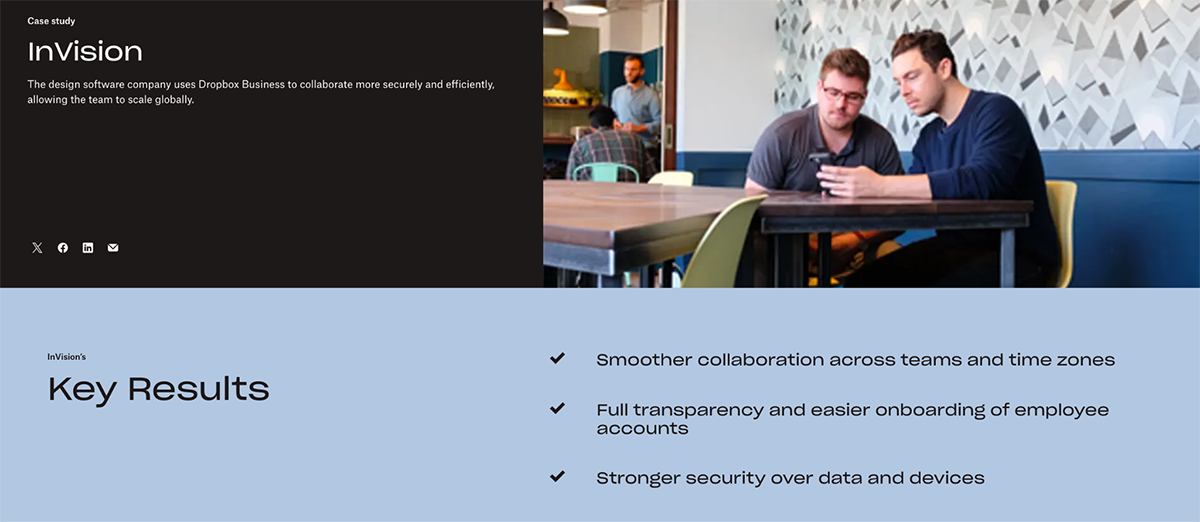 case study examples - a image of Dropbox and Invision case study