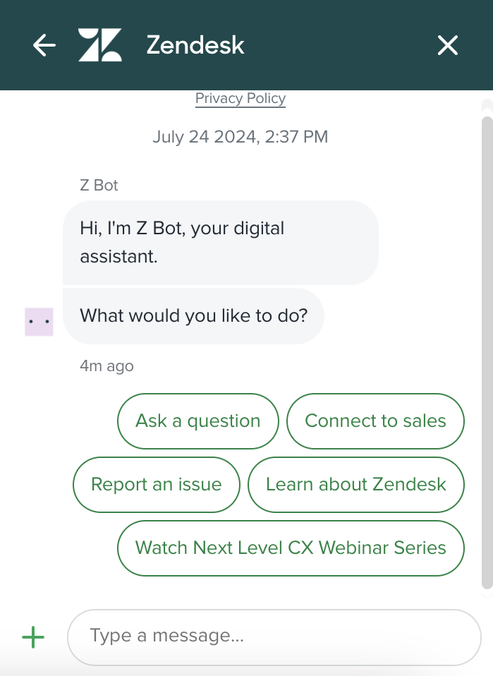 interactive marketing - Zendesk AI assistant