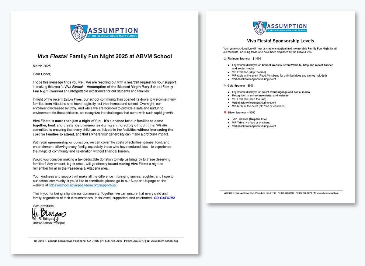 Sponsorship Letter Examples - Viva Fiesta Sponsorship Letter