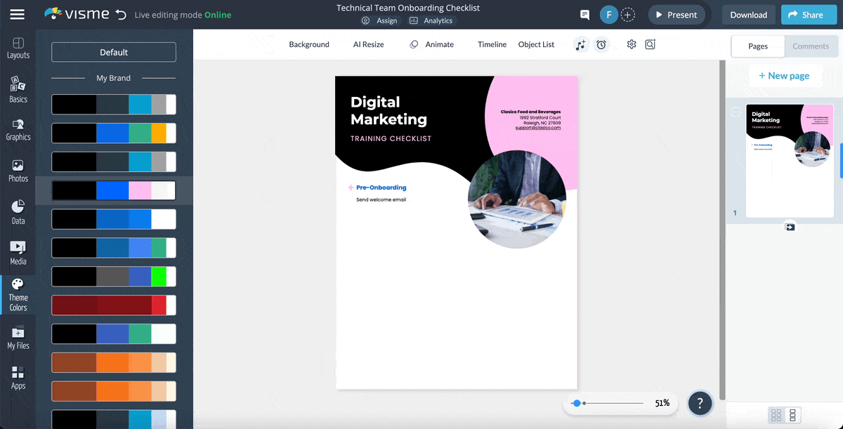 training checklist template - how to use AI text generator in Visme