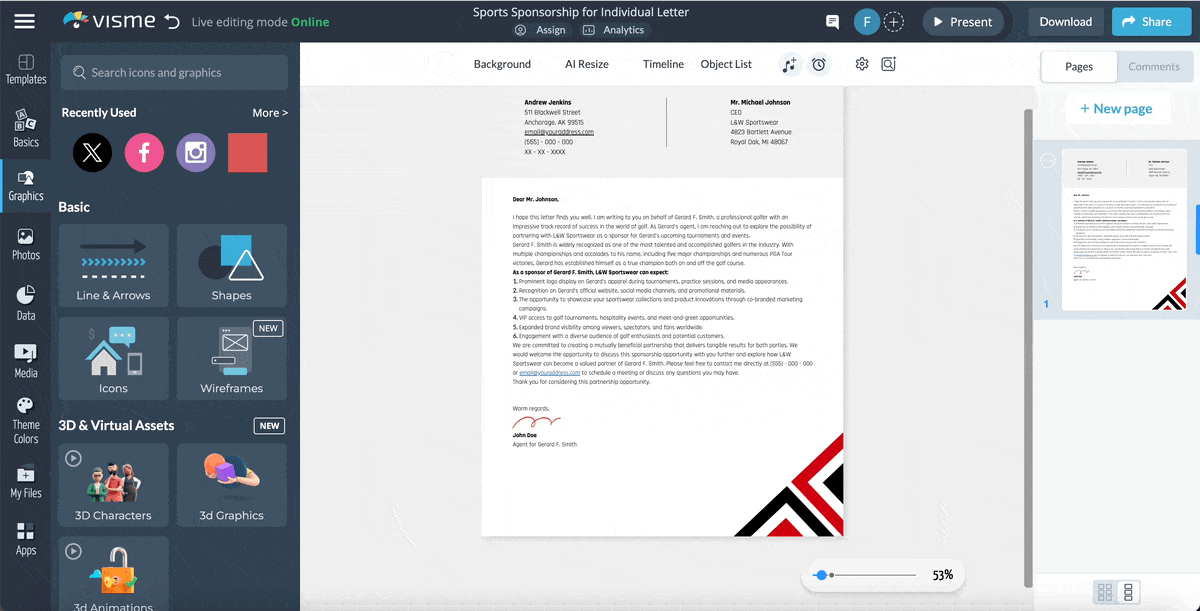 sponsorship request letter templates - adding animated graphics to a sponsorship request letter template