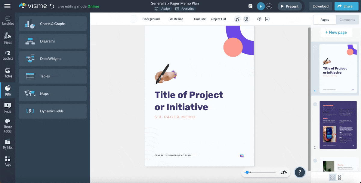 How to Create an Amazon 6-Pager with Visme - how to apply your branding to an Amazon six pager